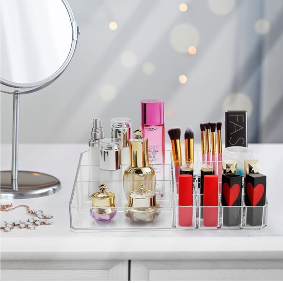 15 compartments Small Makeup Vanity Organizer, Clear Acrylic Cosmetic Display Ca - Picture 10 of 13
